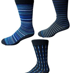 Men's Striped Socks - Blue and Black
